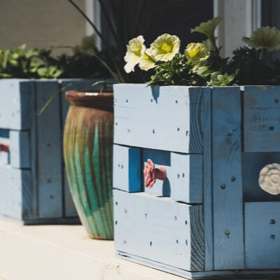 pots de fleurs bleu fait main